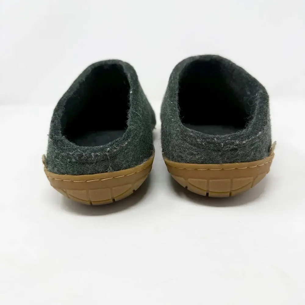 Glerups Dark Moss Green Wool Slippers with Rubber Sole Men's Size 42/9 EUC